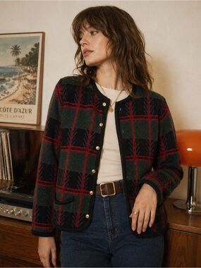 Vintage Empress Plaid Cardigan Sweater Grandpa Core Cottagecore Small